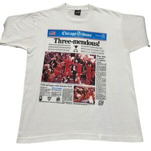 VTG '93 Chicago Bulls NBA‎ Championship T Shirt Large Michael Jordan Three Peat